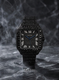 Cartier Santos Large – Custom Black Diamond PVD – Black Diamond Dial with Blue Swords