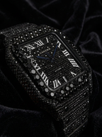 Cartier Santos Large – Custom Black Diamond PVD – Black Diamond Dial with Blue Swords