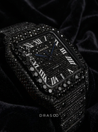 Cartier Santos Large – Custom Black Diamond PVD – Black Diamond Dial with Blue Swords