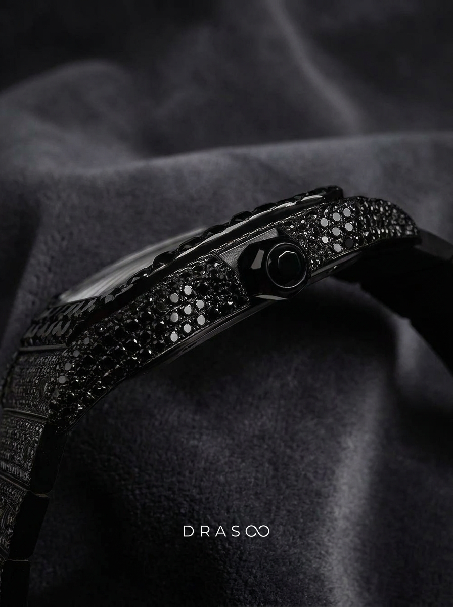 Cartier Santos Large – Custom Black Diamond PVD – Black Diamond Dial with Blue Swords