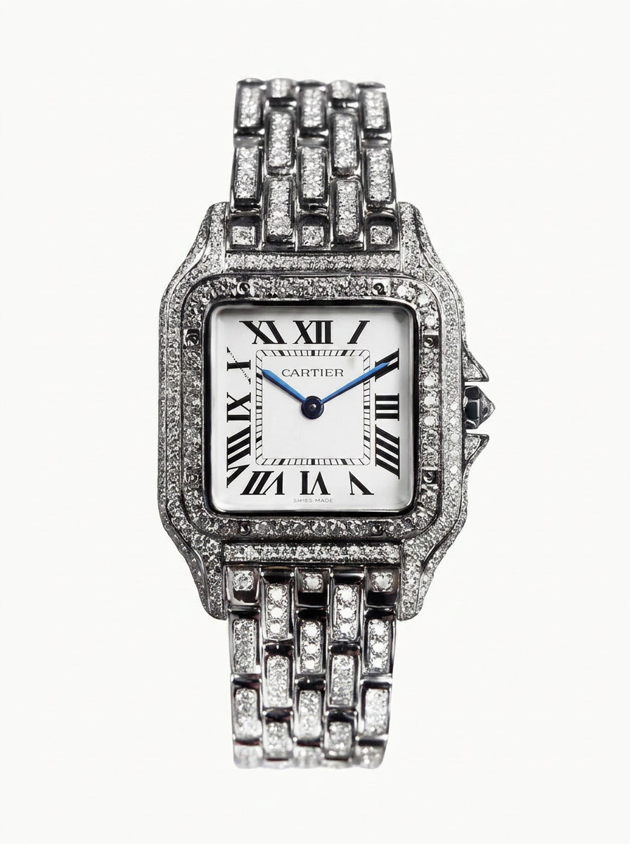 Cartier Panthère Small – Steel – Quartz Movement – Custom Diamond-Set