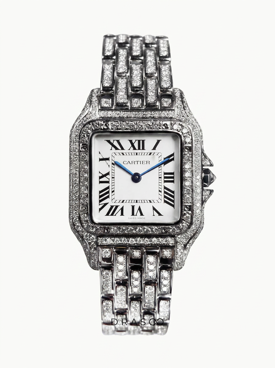 Cartier Panthère Small – Steel – Quartz Movement – Custom Diamond-Set