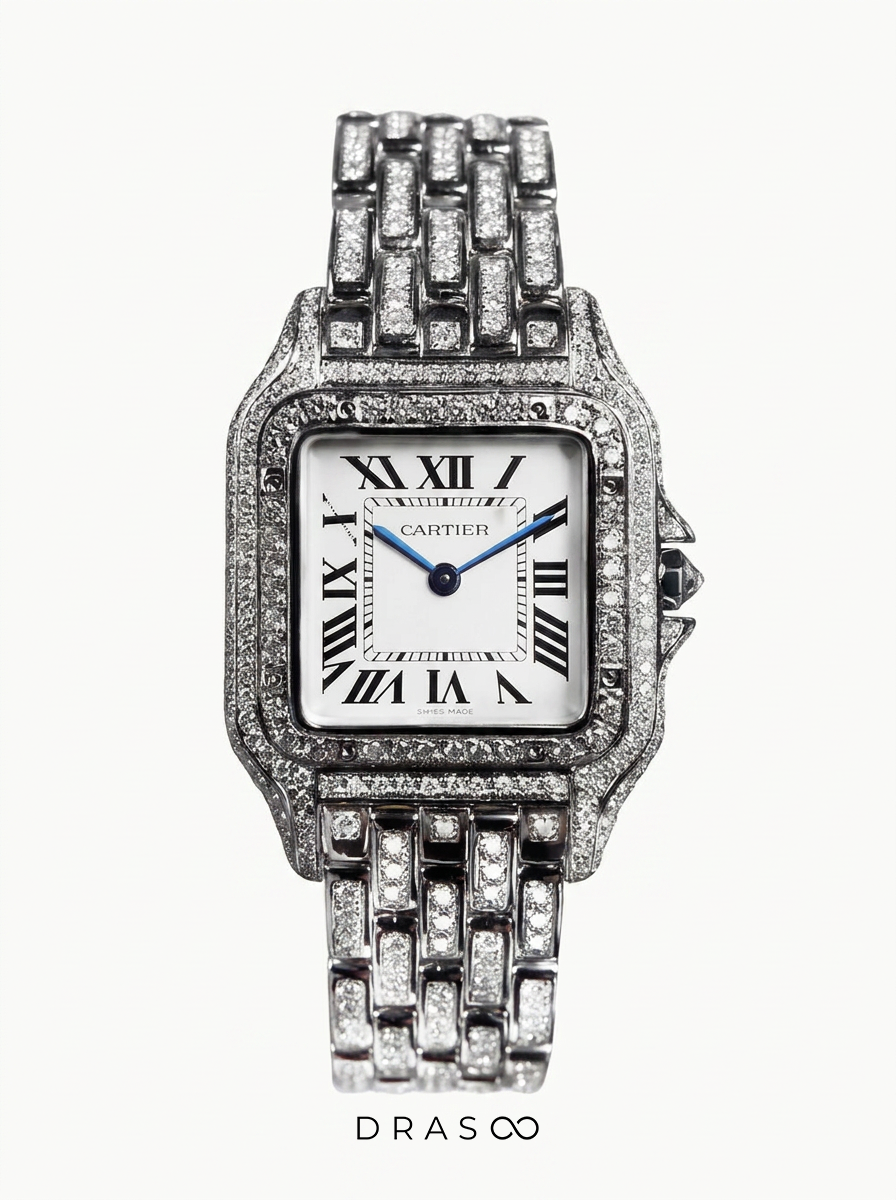 Cartier Panthère Small – Steel – Quartz Movement – Custom Diamond-Set