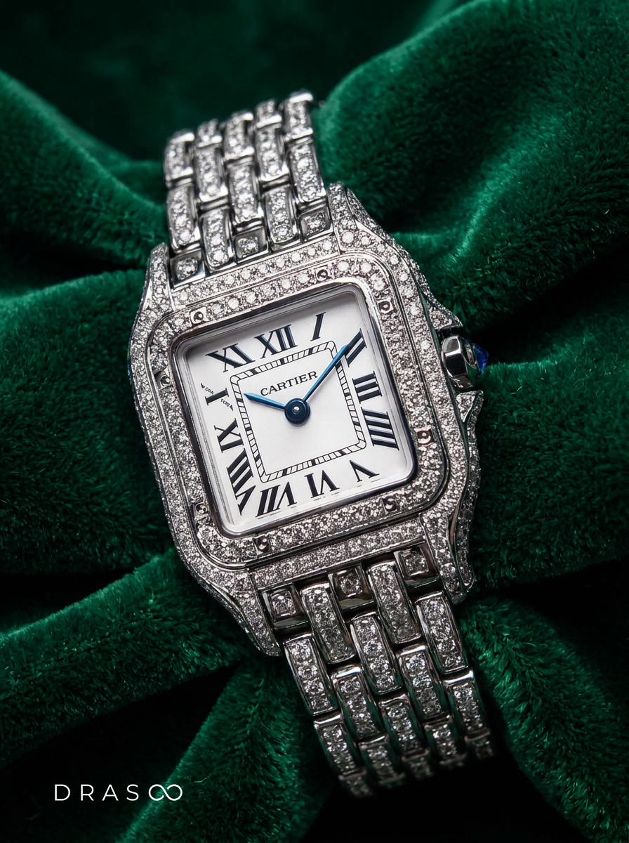 Cartier Panthère Small – Steel – Quartz Movement – Custom Diamond-Set