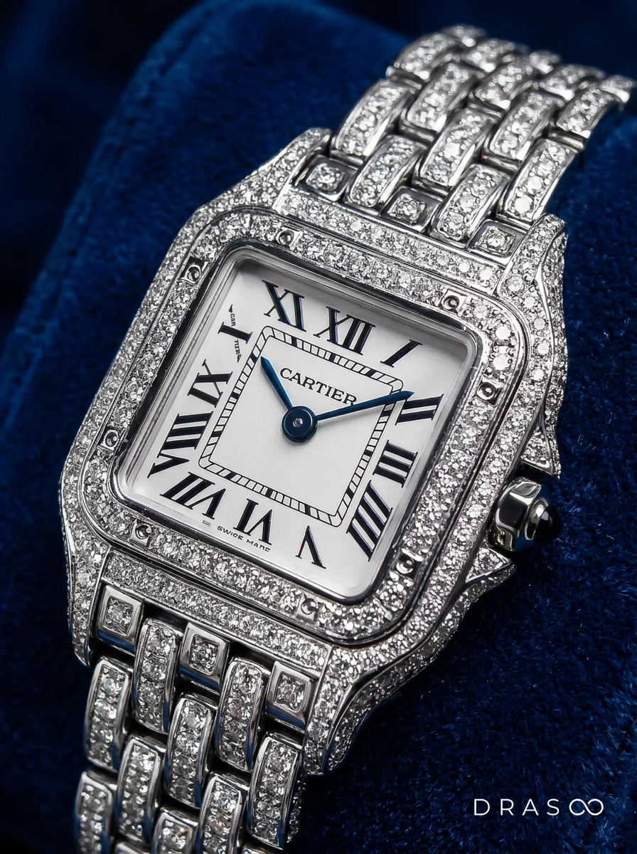 Cartier Panthère Small – Steel – Quartz Movement – Custom Diamond-Set