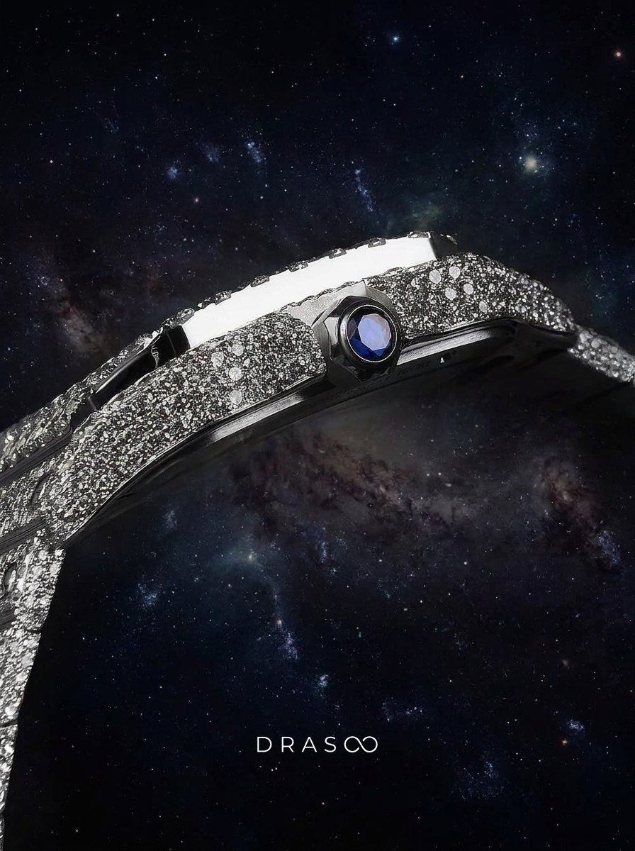 Cartier Santos Large – Steel – Custom Diamond-Set with Blue Dial
