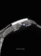Cartier Santos Skeleton – Steel – Custom Pavé Diamond-Set (VVS) – Blue-Steel Swords
