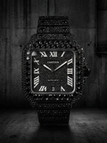 Cartier Santos Large – Custom Black Diamond PVD – Black Diamond Dial with White Swords