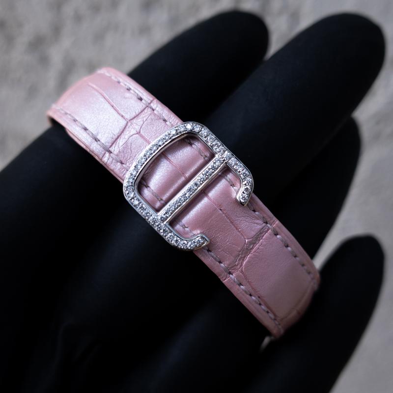 CARTIER – LADIES BALLON BLEU DE CARTIER – PINK GUILLOCHÉ DIAL – CUSTOM DIAMOND-SET