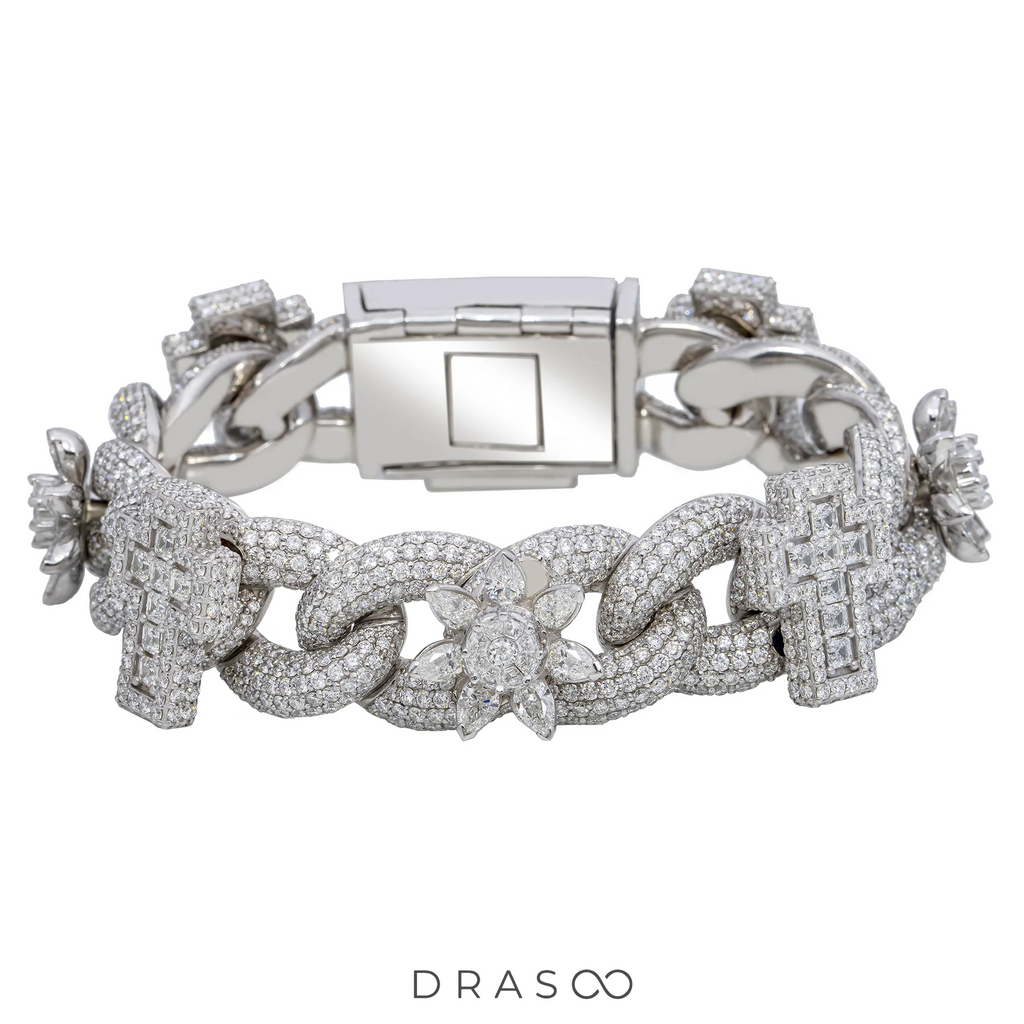 DIAMOND FLOWER CROSS BRACELET