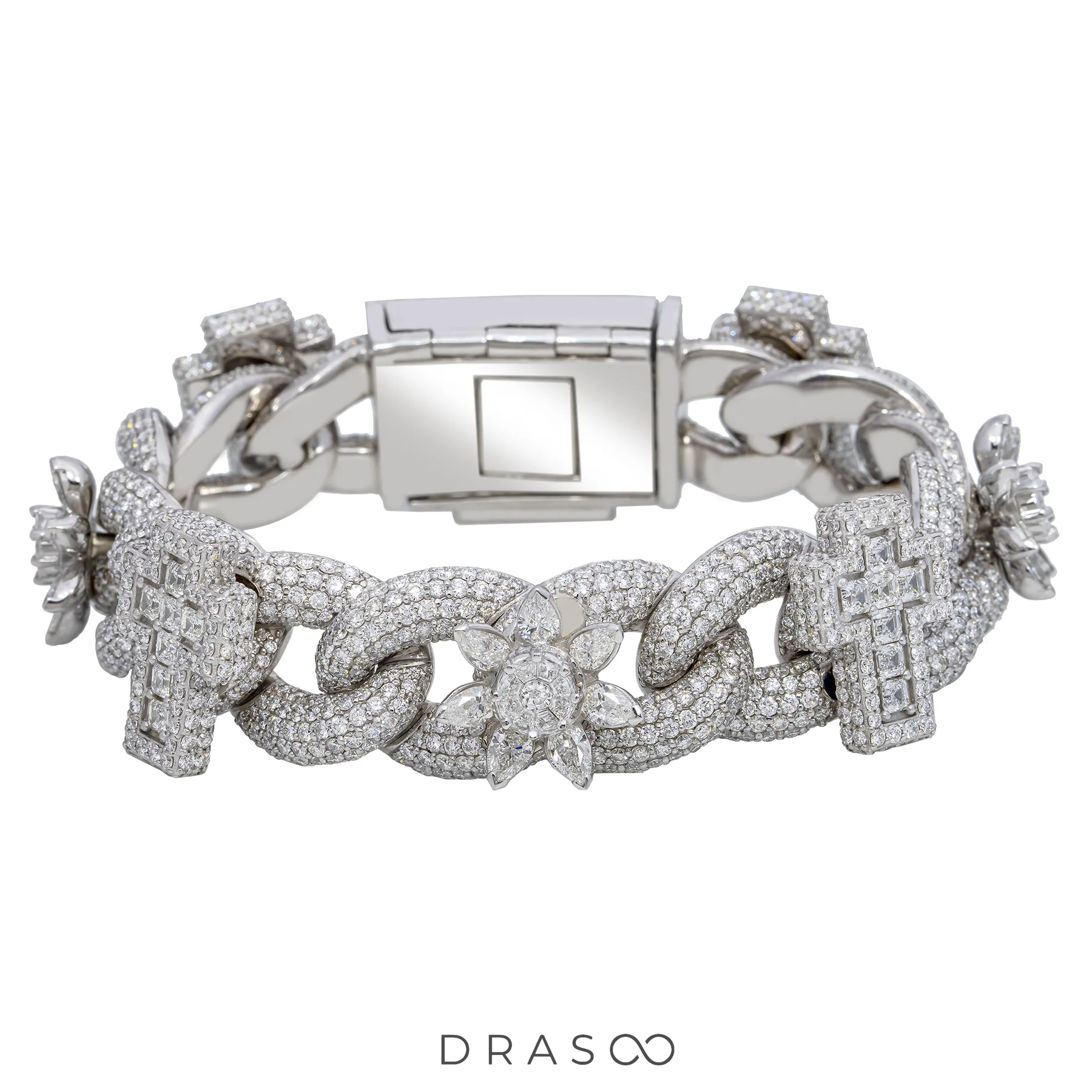 DIAMOND FLOWER CROSS BRACELET