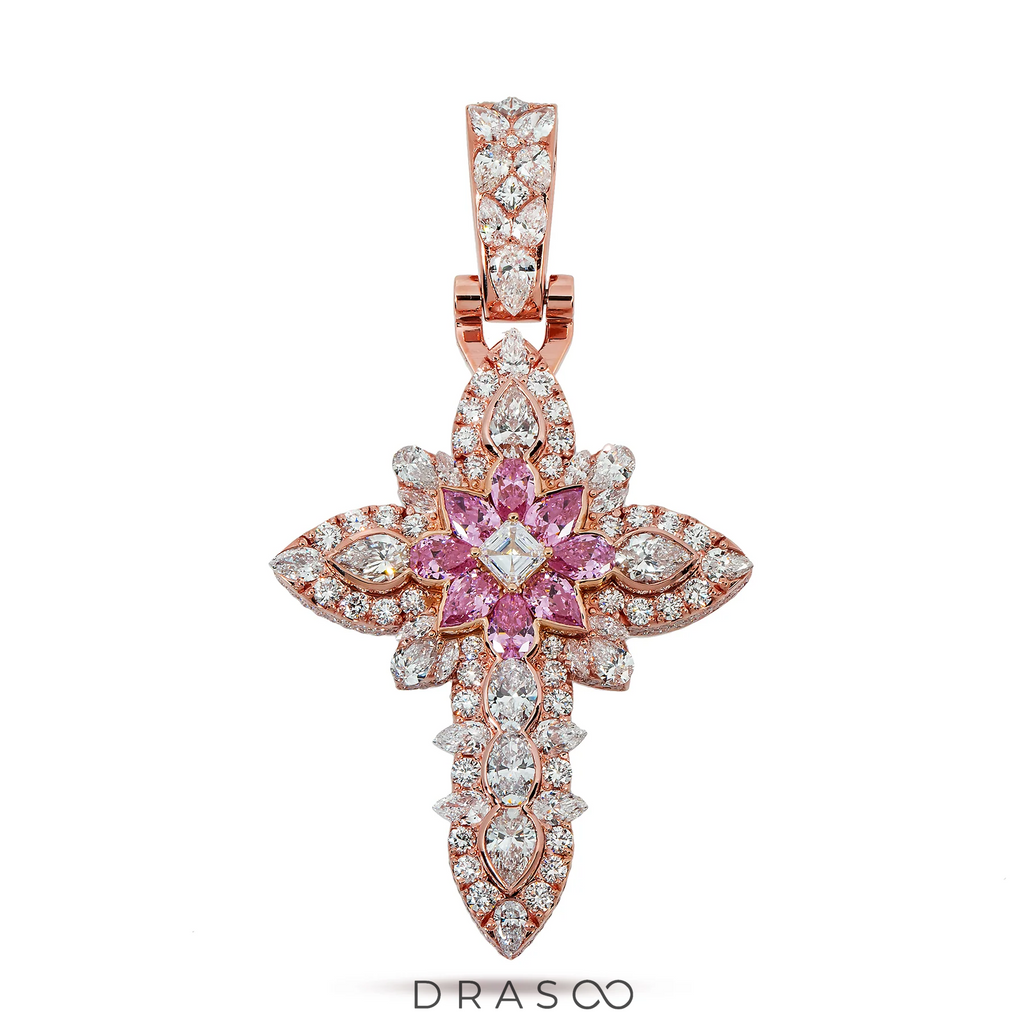 DIAMOND FLOWER CROSS PENDANT