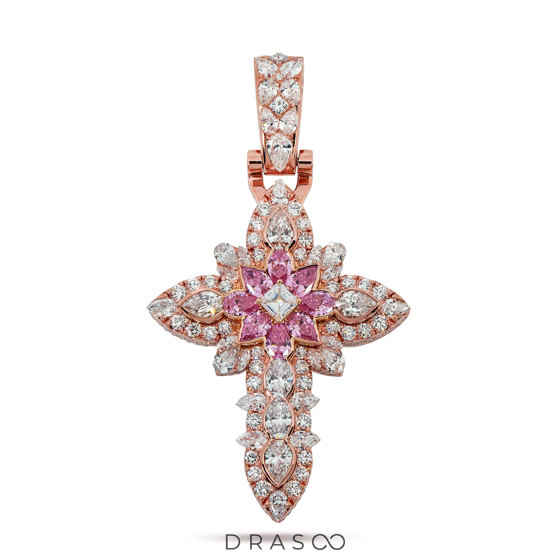 DIAMOND FLOWER CROSS PENDANT