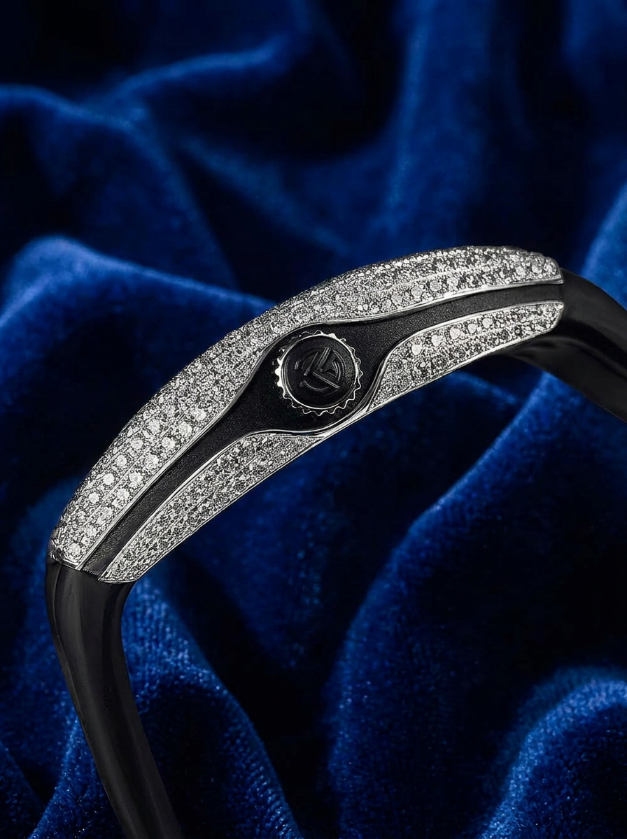 Franck Muller – Vanguard Lady 32 mm – Black "Color Dreams" Dial – Custom Diamond-Set – Black Strap