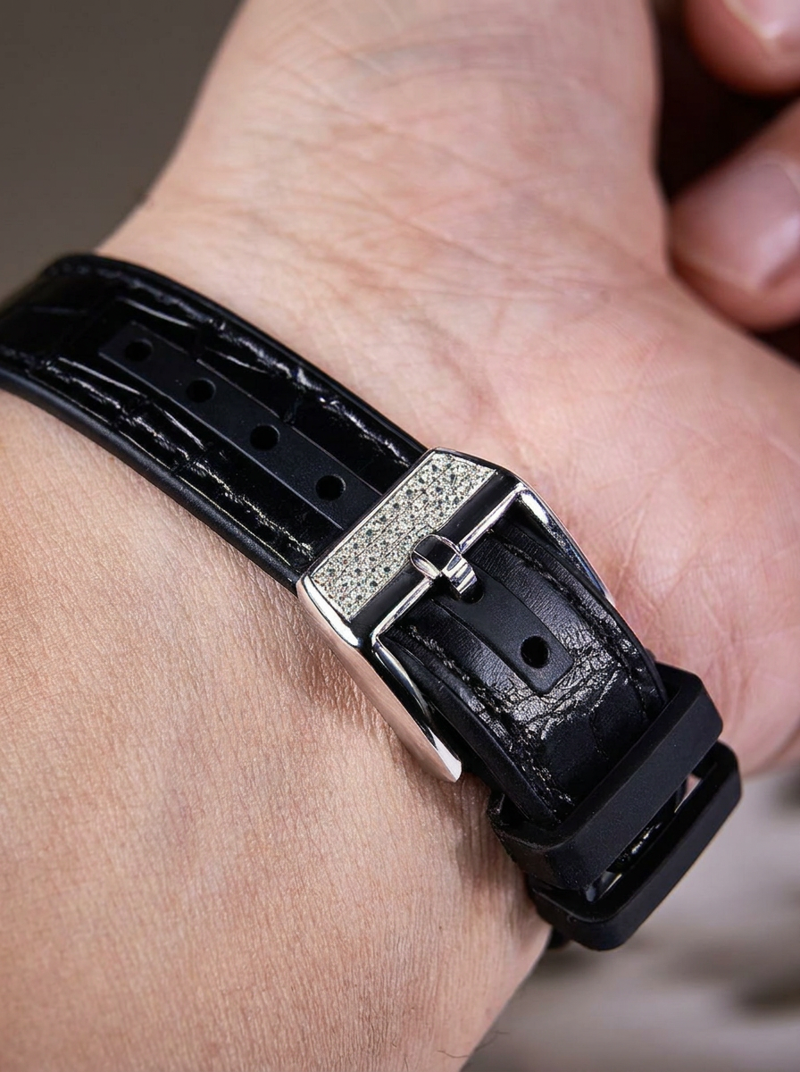 Franck Muller – Vanguard Lady 32 mm – Black "Color Dreams" Dial – Custom Diamond-Set – Black Strap