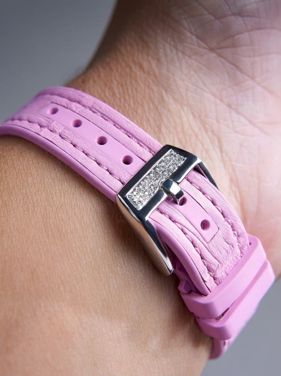Franck Muller – Vanguard Lady 32 mm – White "Color Dreams" Dial – Pink Strap – Custom Diamond-Set