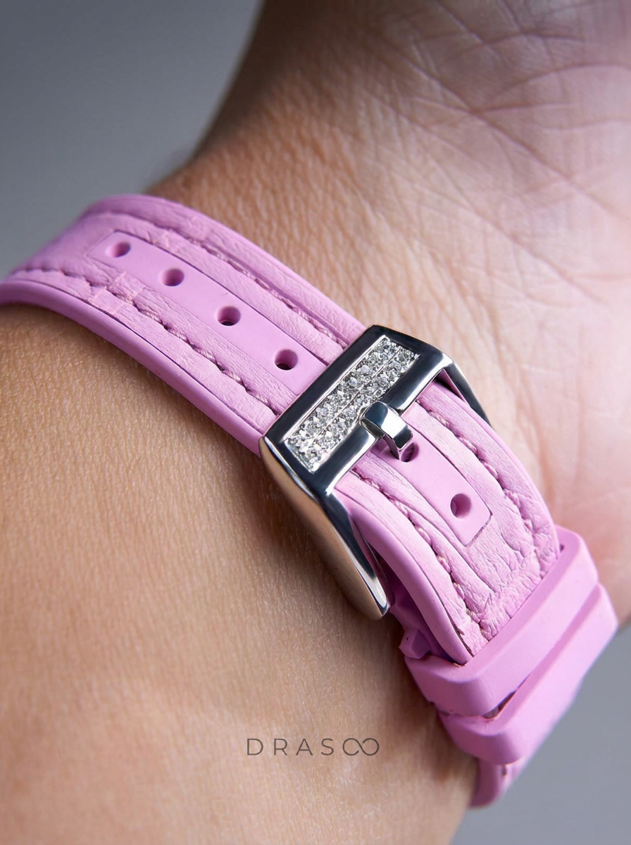 Franck Muller – Vanguard Lady 32 mm – White "Color Dreams" Dial – Pink Strap – Custom Diamond-Set