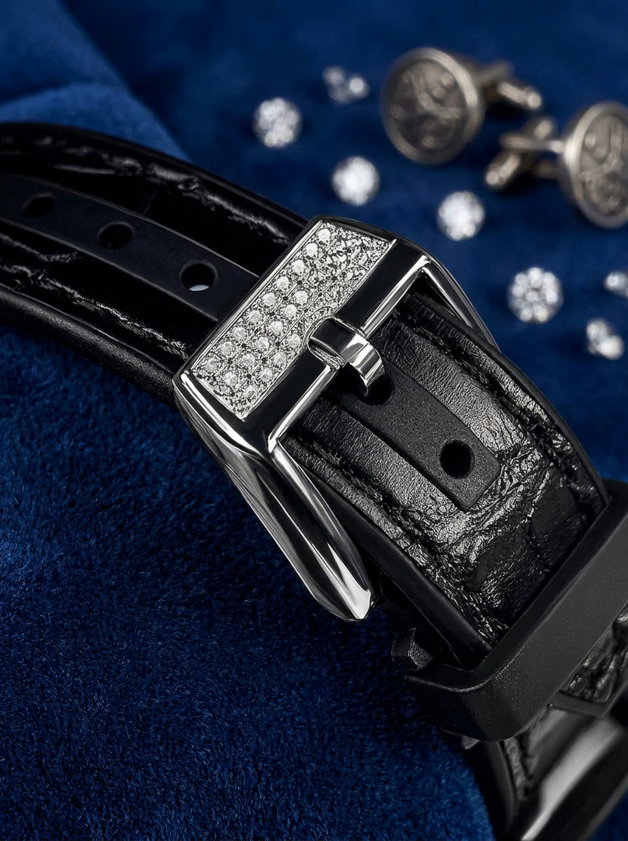 Franck Muller – Vanguard Lady 32 mm – Black "Color Dreams" Dial – Custom Diamond-Set – Black Strap