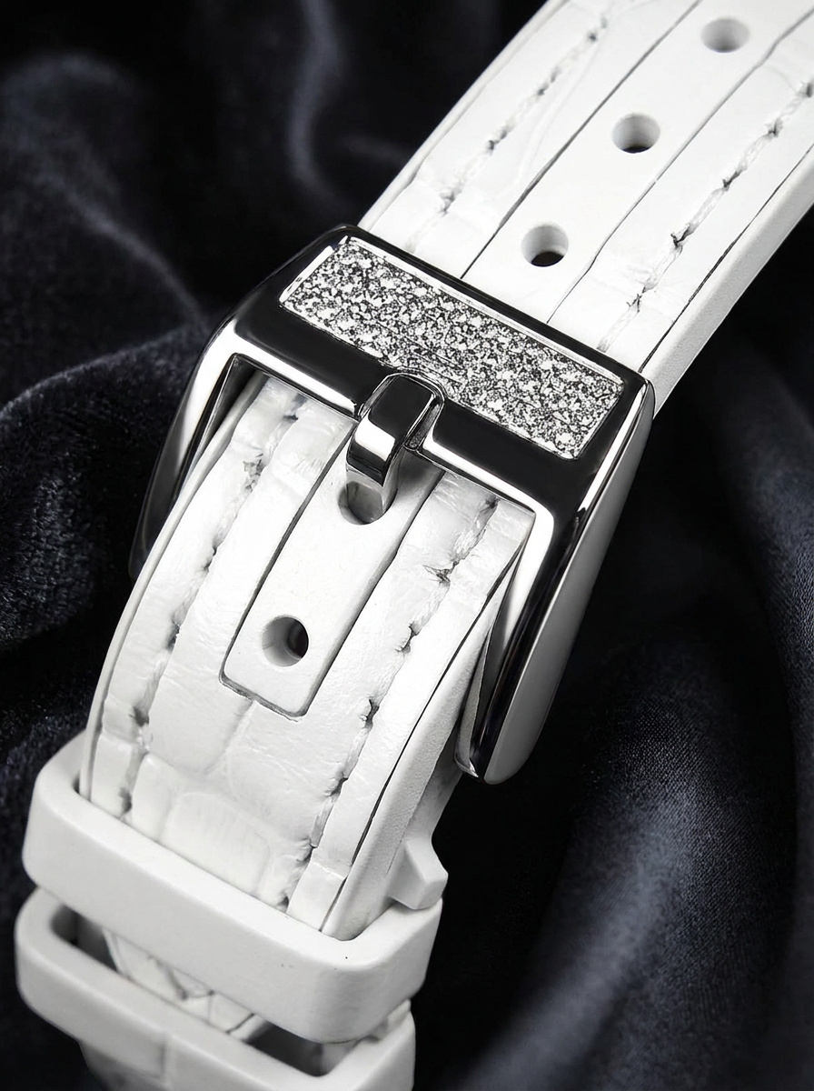 Franck Muller – Vanguard Lady 32 mm – White "Color Dreams" Dial – White Strap – Custom Diamond-Set