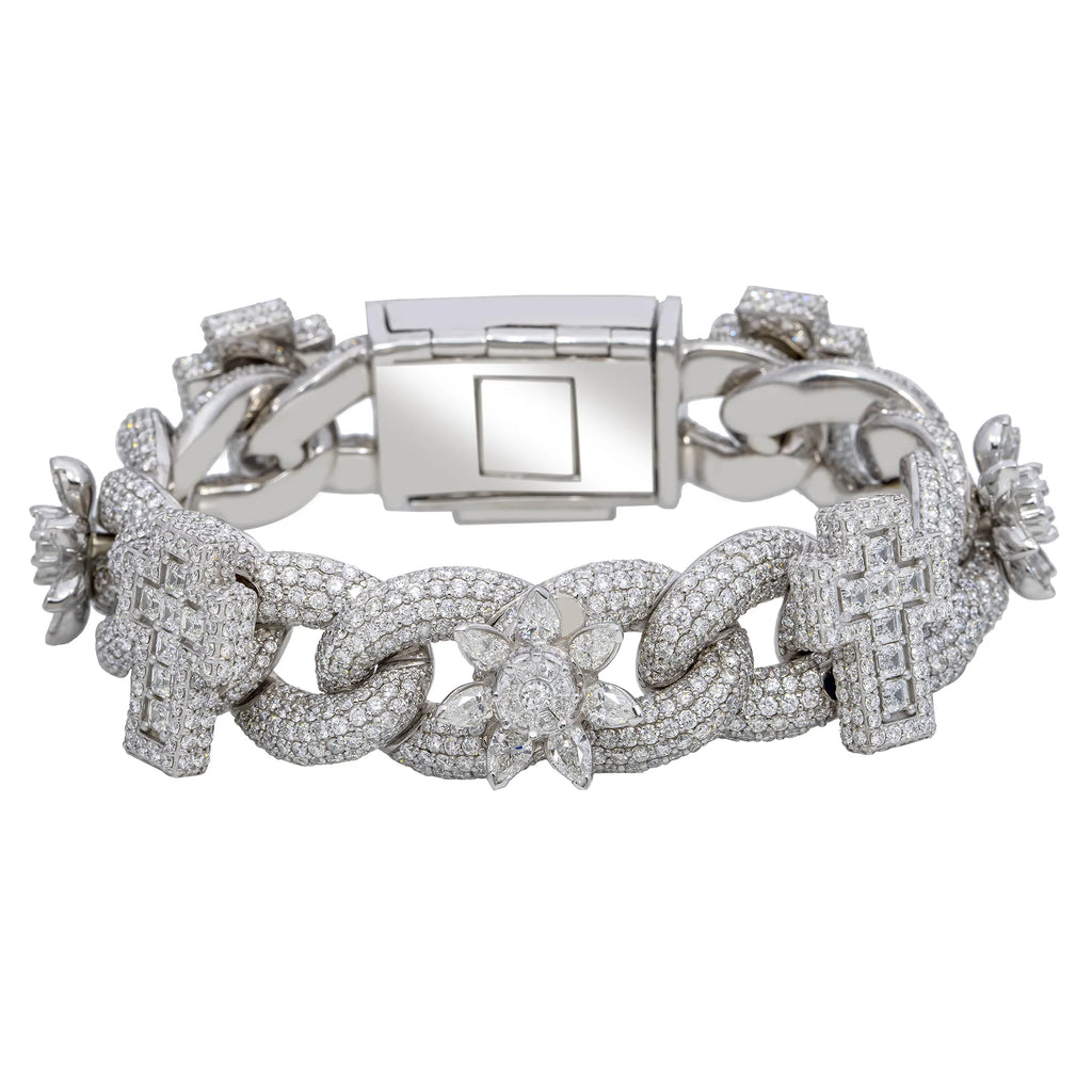 Diamond Flower Cross Bracelet