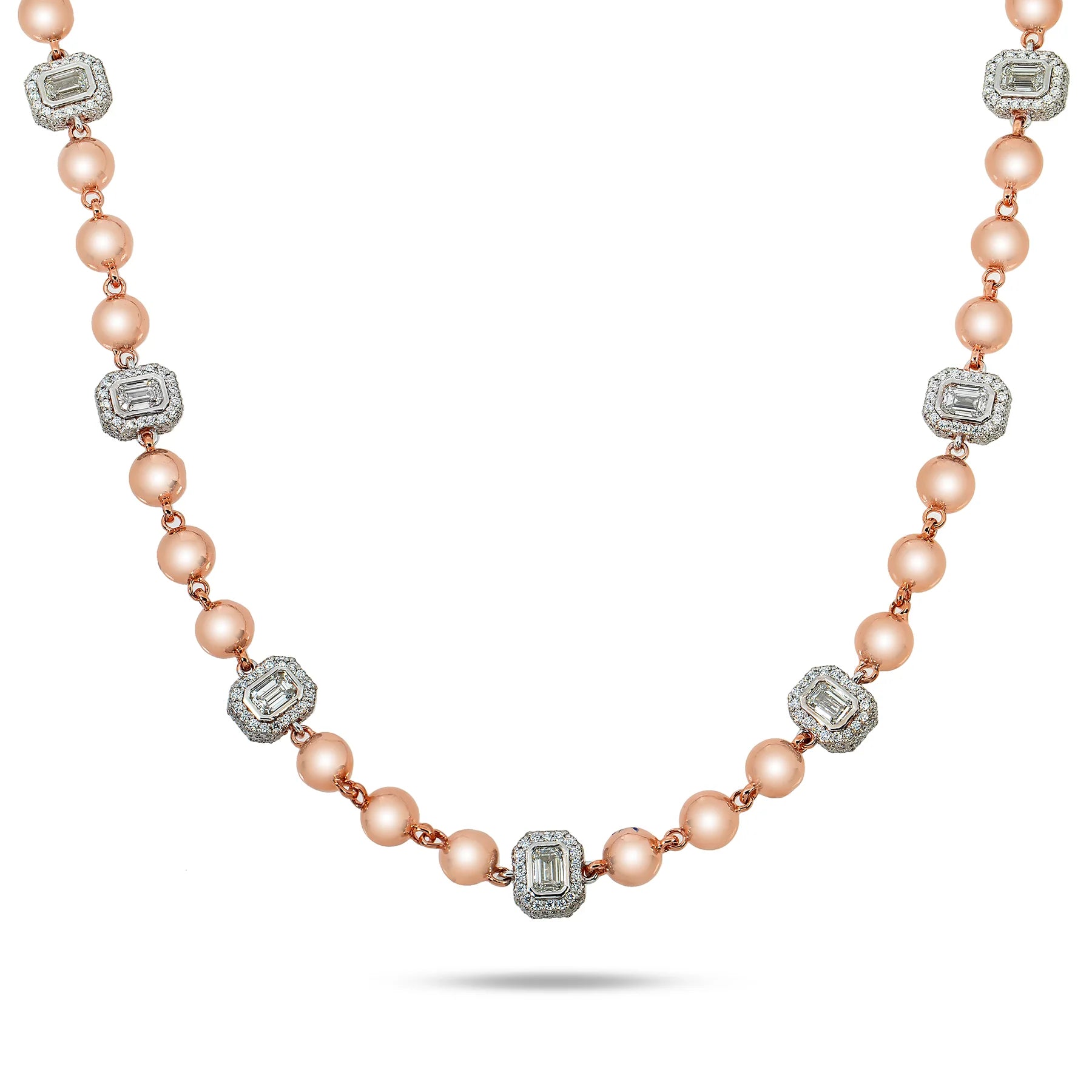 DIAMOND EMERALD CUT BALL CHAIN