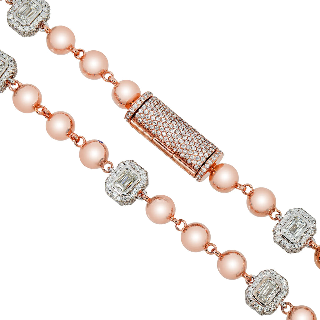 DIAMOND EMERALD CUT BALL CHAIN