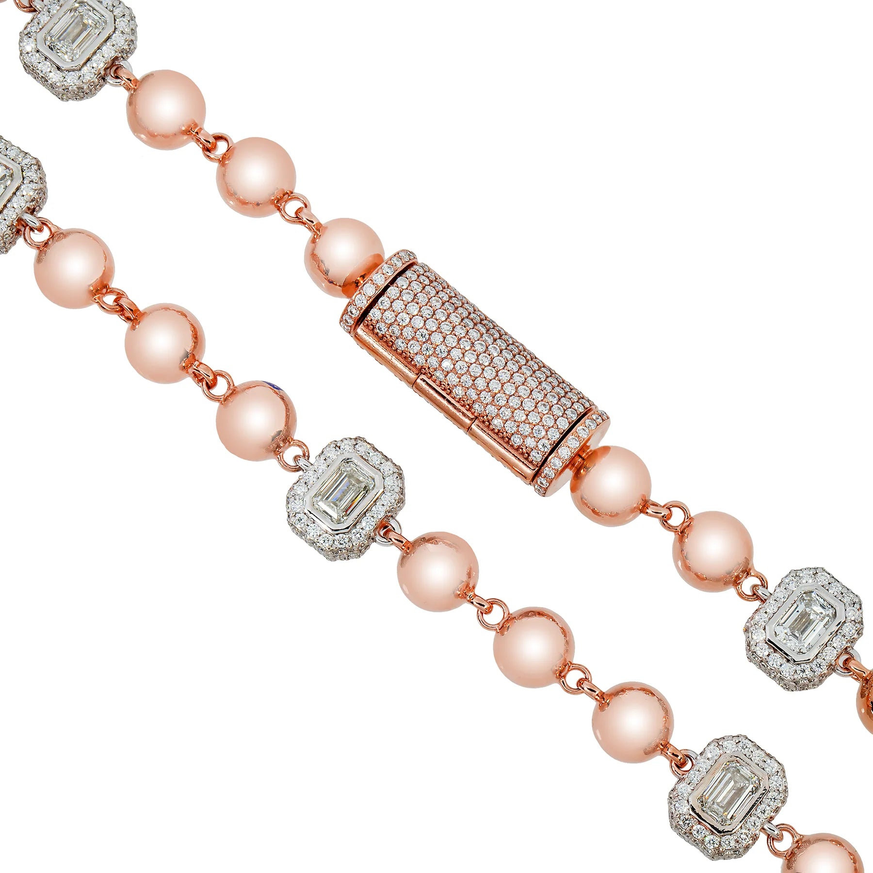 DIAMOND EMERALD CUT BALL CHAIN