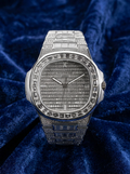 Patek Philippe Nautilus 40 mm – Full Custom – 18k White Gold with VS/SI Baguette Diamonds