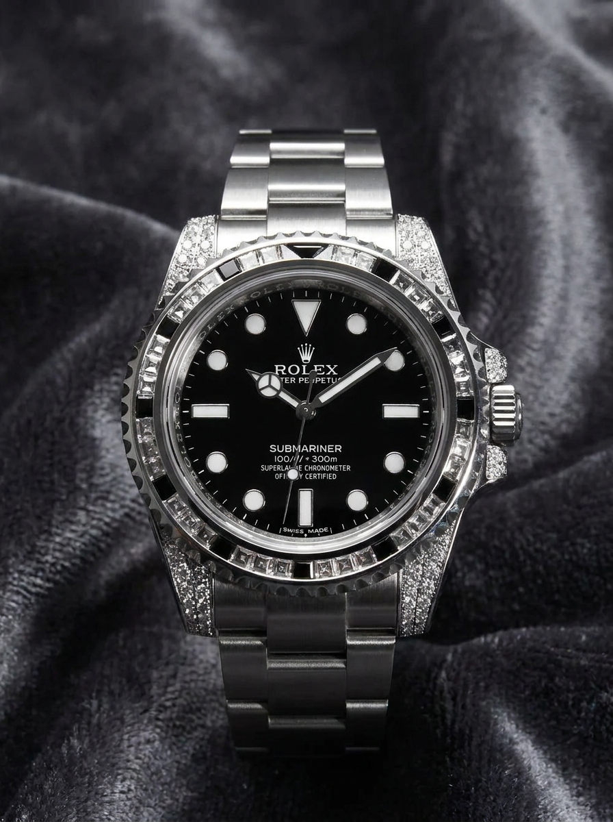 Rolex Submariner 41 mm – Oystersteel – Oyster – Custom Diamond-Set with 'Tuxedo' Bezel