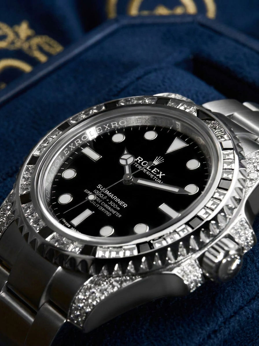 Rolex Submariner 41 mm – Oystersteel – Oyster – Custom Diamond-Set with 'Tuxedo' Bezel