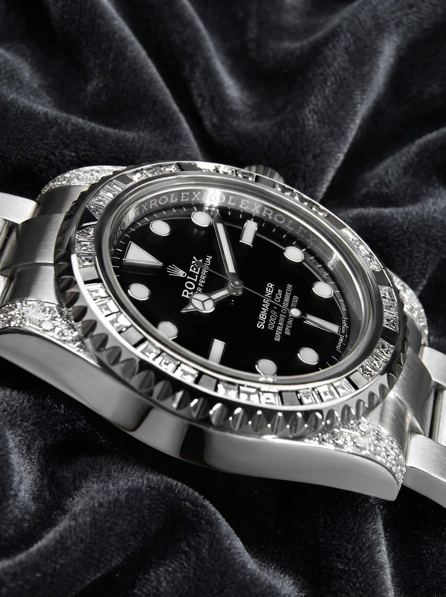 Rolex Submariner 41 mm – Oystersteel – Oyster – Custom Diamond-Set with 'Tuxedo' Bezel