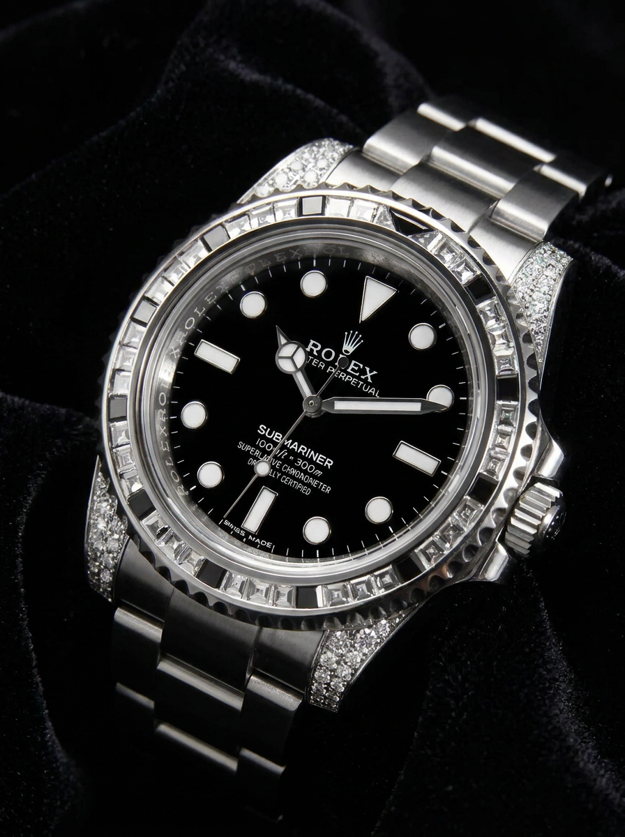 Rolex Submariner 41 mm – Oystersteel – Oyster – Custom Diamond-Set with 'Tuxedo' Bezel