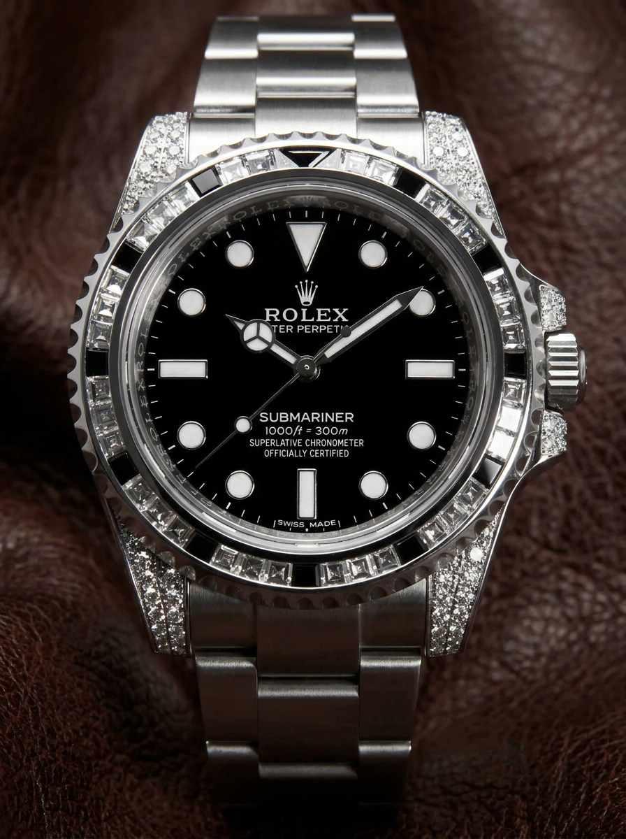 Rolex Submariner 41 mm – Oystersteel – Oyster – Custom Diamond-Set with 'Tuxedo' Bezel
