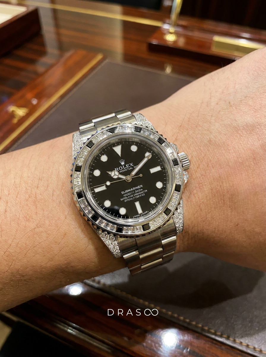 Rolex Submariner 41 mm – Oystersteel – Oyster – Custom Diamond-Set with 'Tuxedo' Bezel