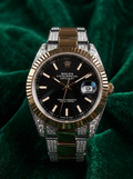 Rolex Datejust 41 – Oystersteel & Yellow Gold – Oyster – Black Dial – Custom Diamond-Set
