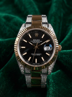 Rolex Datejust 41 – Oystersteel & Yellow Gold – Oyster – Black Dial – Custom Diamond-Set