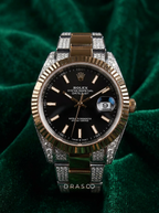 Rolex Datejust 41 – Oystersteel & Yellow Gold – Oyster – Black Dial – Custom Diamond-Set