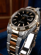 Rolex Datejust 41 – Oystersteel & Yellow Gold – Oyster – Black Dial – Custom Diamond-Set