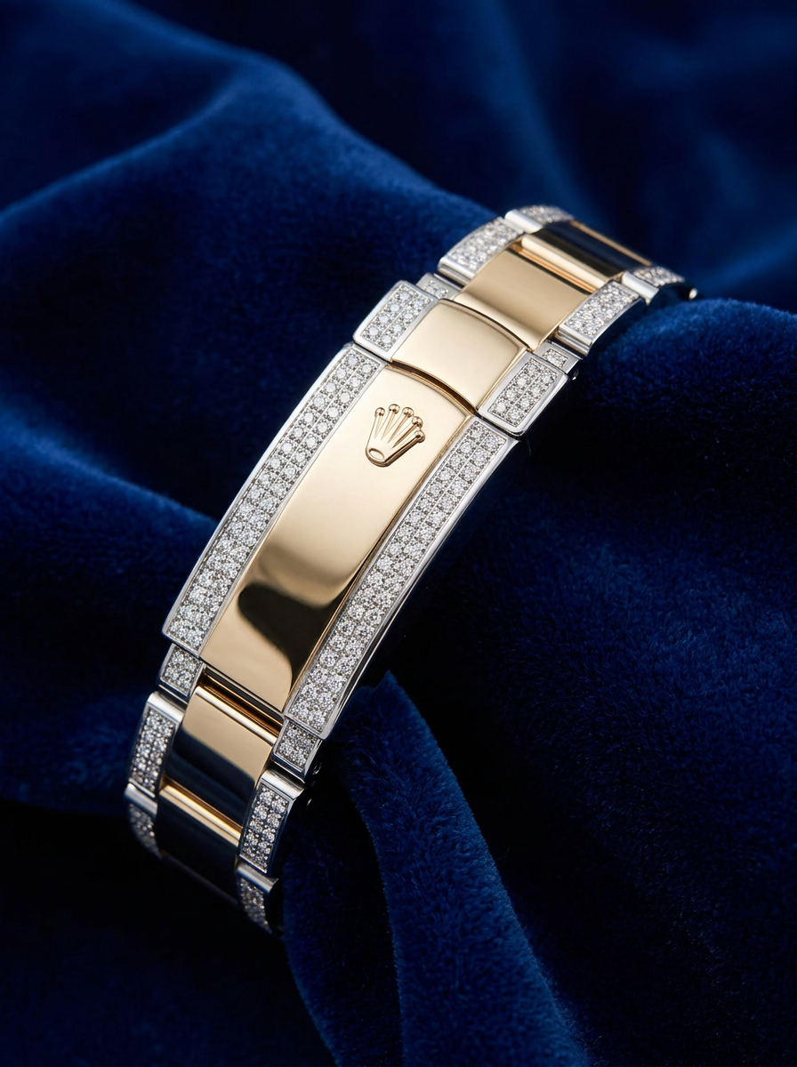 Rolex Datejust 41 – Oystersteel & Yellow Gold – Oyster – Black Dial – Custom Diamond-Set
