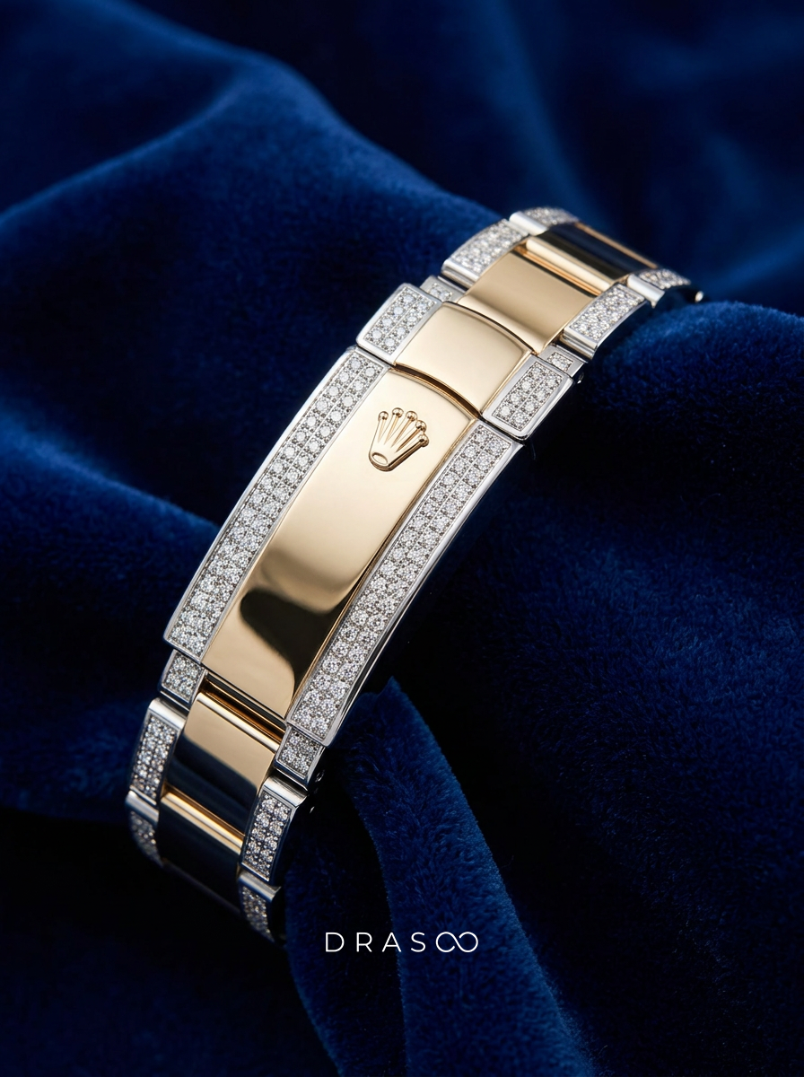 Rolex Datejust 41 – Oystersteel & Yellow Gold – Oyster – Black Dial – Custom Diamond-Set