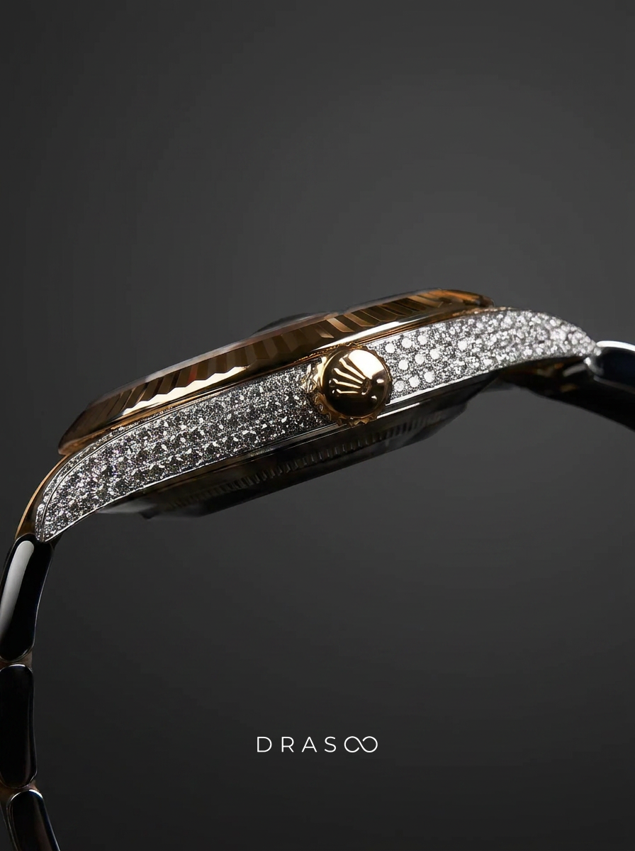 Rolex Datejust 41 – Oystersteel & Yellow Gold – Oyster – Black Dial – Custom Diamond-Set