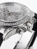 Rolex Daytona 40 mm – Full Custom – 18k White Gold set with VVS/VS Baguette Diamonds
