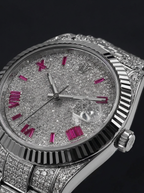 Rolex Datejust 41 – Oystersteel & White Gold – Custom Diamond-Set with Ruby Covert Dial – Jubilee