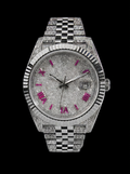 Rolex Datejust 41 – Oystersteel & White Gold – Custom Diamond-Set with Ruby Covert Dial – Jubilee
