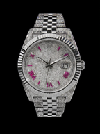 Rolex Datejust 41 – Oystersteel & White Gold – Custom Diamond-Set with Ruby Covert Dial – Jubilee