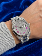 Rolex Datejust 41 – Oystersteel & White Gold – Custom Diamond-Set with Ruby Covert Dial – Jubilee