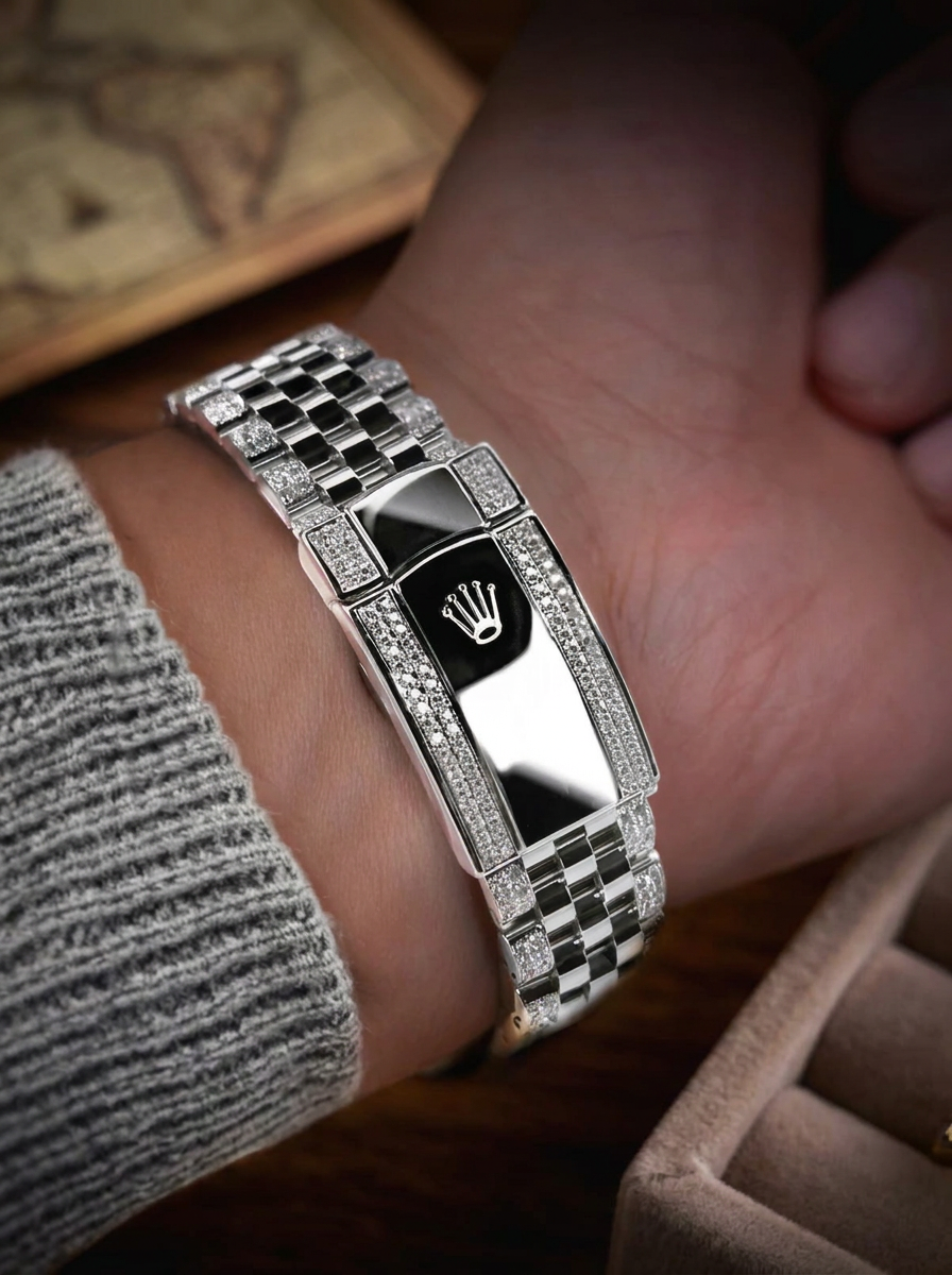 Rolex Datejust 41 – Oystersteel & White Gold – Custom Diamond-Set with Ruby Covert Dial – Jubilee