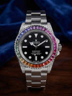Rolex Submariner 41 mm – Oystersteel – Oyster – Custom Diamond-Set with Rainbow Bezel