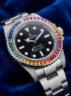 Rolex Submariner 41 mm – Oystersteel – Oyster – Custom Diamond-Set with Rainbow Bezel