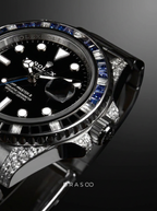 Rolex GMT-Master II 40 mm – Oystersteel – "Batman" Custom Diamond-Set with Blue/Black Gemstone Bezel